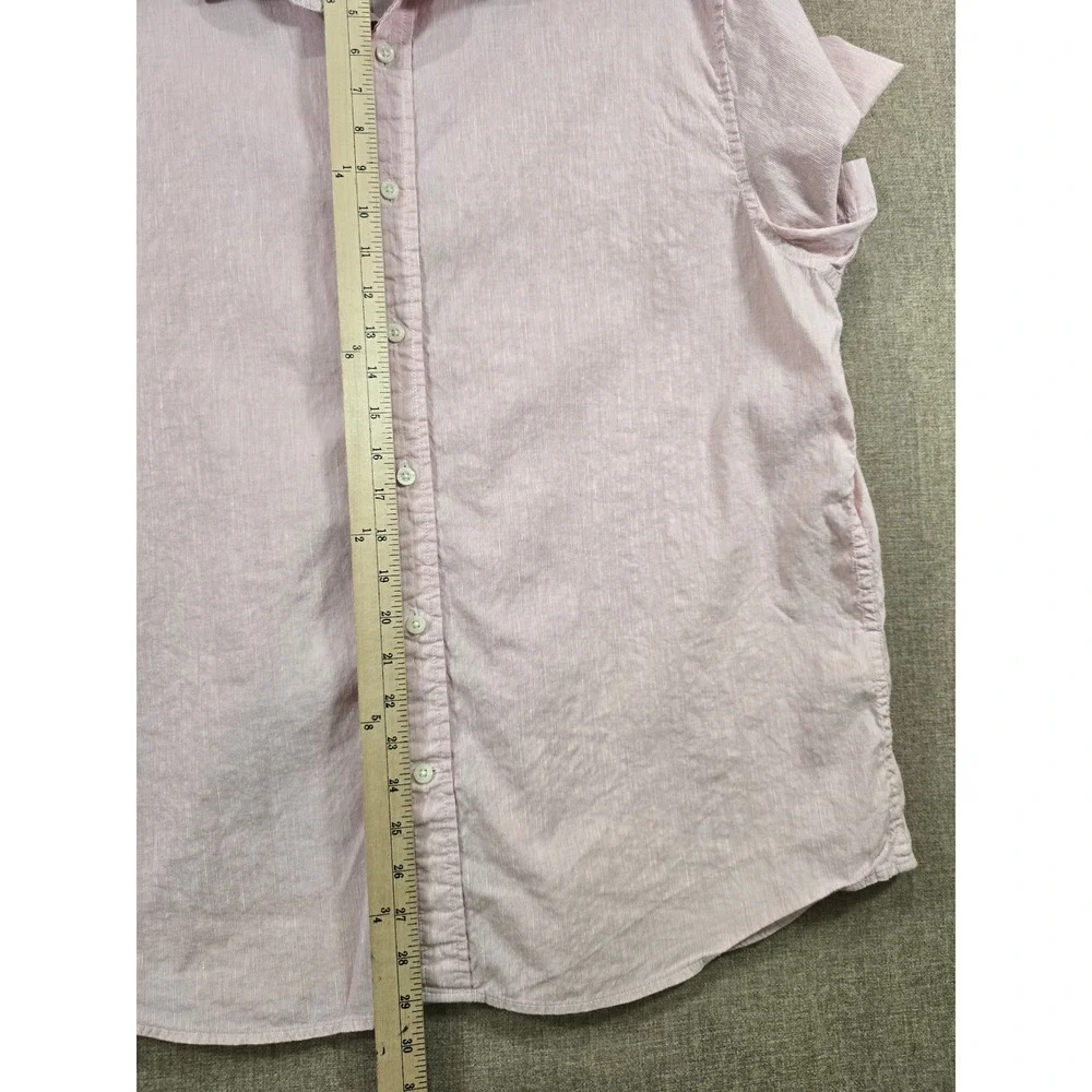 Banana Republic Men's XL Pink Linen Cotton Button Up Shirt Short Sleeve